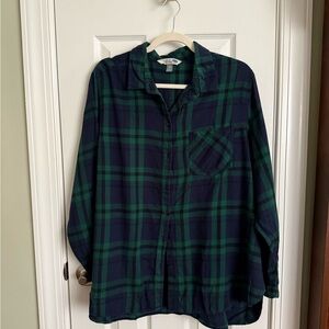 Navy and Green Plaid Classic Button-Up (2XL)